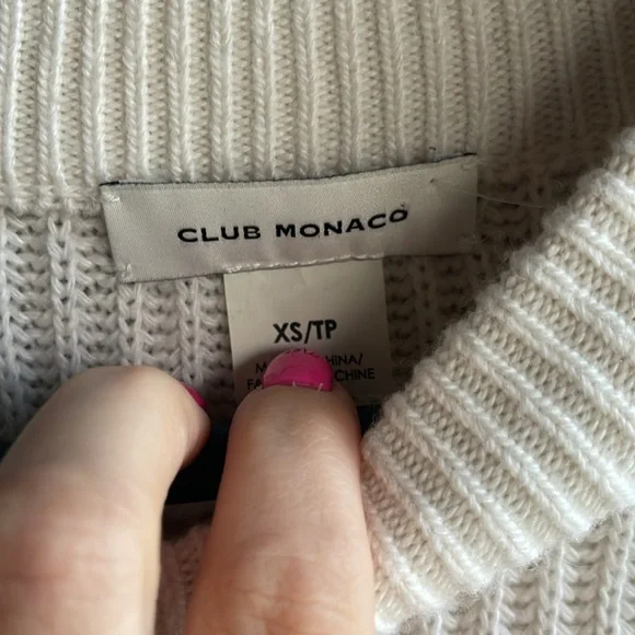 CLUB MONACO White Tinna Balloon Wool Alpaca Sleeve Sweater - Picture 9 of 9